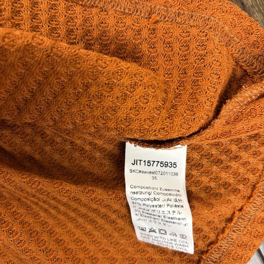 NWT Rust Orange Ribbed Crop Top, Baby Doll, Ruffle Hem Y2K Thin Straps Bella - Picture 7 of 11